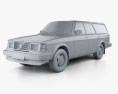Volvo 245 wagon 1993 3D 모델  clay render