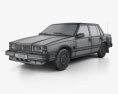 Volvo 744 セダン 1992 3Dモデル wire render