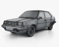 Volvo 345 5-Türer 1991 3D-Modell wire render