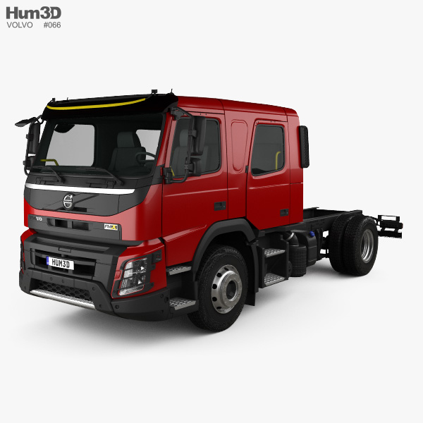 Volvo FMX Crew Cab Chassis Truck 2017 3D model