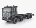 Volvo FMX 底盘驾驶室卡车 4轴 2017 3D模型 wire render