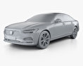 Volvo S90 mit Innenraum 2020 3D-Modell clay render