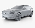 Volvo V90 T6 Cross Country HQインテリアと 2019 3Dモデル clay render
