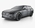 Volvo V90 T6 Inscription with HQ interior 2019 3d model wire render
