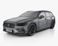 Volvo V60 T6 Inscription 2021 3D模型 wire render
