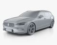 Volvo V60 T6 Inscription 2021 3D模型 clay render