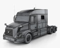 Volvo VNL Low Roof Sleeper Cab Tractor Truck 2014 3d model wire render