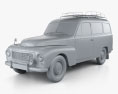 Volvo PV445 PH Duett 1958 Modello 3D clay render