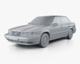 Volvo 960 세단 1998 3D 모델  clay render