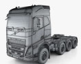 Volvo FH500 Globetrotter Cab Camion Tracteur 4 essieux 2022 Modèle 3d wire render