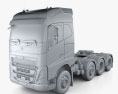 Volvo FH500 Globetrotter Cab Camion Tracteur 4 essieux 2022 Modèle 3d clay render