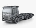 Volvo FMX Day Cab Fahrgestell LKW 4-Achser 2023 3D-Modell wire render