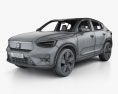 Volvo C40 Recharge HQインテリアと 2024 3Dモデル wire render