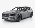 Volvo V60 T6 Inscription mit Innenraum 2021 3D-Modell wire render