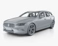 Volvo V60 T6 Inscription HQインテリアと 2021 3Dモデル clay render