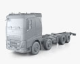 Volvo FH-540 Sleeper Cab Chassis Truck 4-axle 2021 3d model clay render