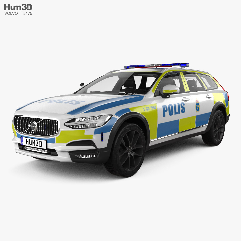 Volvo V90 Sweden police with HQ interior 2024 3D model