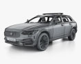 Volvo V90 Поліція Швеції з детальним інтер'єром 2024 3D модель wire render