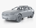 Volvo V90 Полиция Швеции с детальным интерьером 2024 3D модель clay render