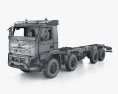 Volvo FMX Chassis Truck 4-axle with HQ interior 2013 3d model wire render