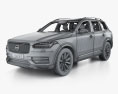 Volvo XC90 T5 mit Innenraum und Motor 2018 3D-Modell wire render