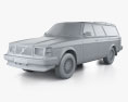 Volvo 240 Super Polar 1993 3D-Modell clay render