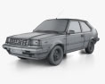 Volvo 360 3ドア GLT 1985 3Dモデル wire render