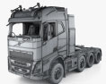 Volvo FH 16 Globetrotter Cab Tractor Truck 4-axle with HQ interior 2020 3D модель wire render