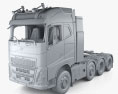 Volvo FH 16 Globetrotter Cab Tractor Truck 4-axle with HQ interior 2020 3D模型 clay render