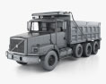 Volvo WG Dump Truck 4-axle with HQ interior 2007 3Dモデル wire render