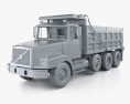 Volvo WG Dump Truck 4-axle with HQ interior 2007 3D 모델  clay render