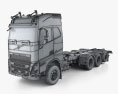 Volvo FH Globetrotter Cab シャシートラック 4アクスル 2024 3Dモデル wire render