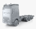 Volvo FH Globetrotter Cab シャシートラック 4アクスル 2024 3Dモデル clay render
