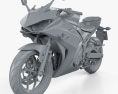 Yamaha YZF-R3 2015 3d model clay render