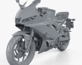 Yamaha YZF-R3 2019 3d model clay render