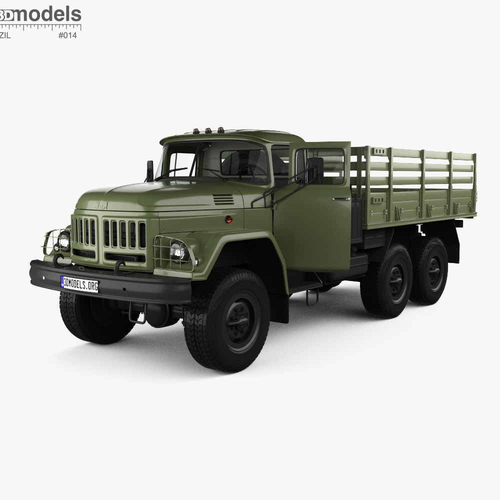 ZiL 131 Flatbed Truck with HQ interior 1966 Modèle 3D