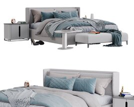 Stylish Modern Bedroom Set in Monochromatic Tones Modèle 3D