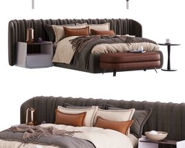Modern Plush Bed with Integrated Nightstands Modello 3D