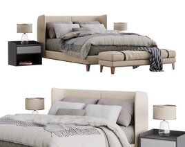 Modern Platform Bed with Nightstands 3D-Modell
