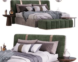 Luxury Green Velvet Bed Set Modèle 3D