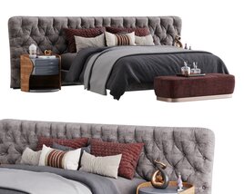 Elegant Tufted Bedroom Set 3D model