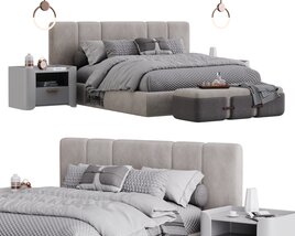 Modern Upholstered Bed Set Modèle 3D