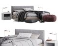 Modern Bed with Nightstand and Ottoman Set 3D-Modell