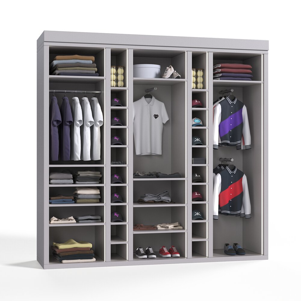 Modern White Wardrobe Closet Organizer 3D-Modell