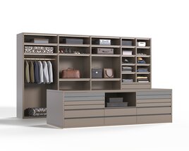 Modern Walk-In Closet Organizer Modello 3D