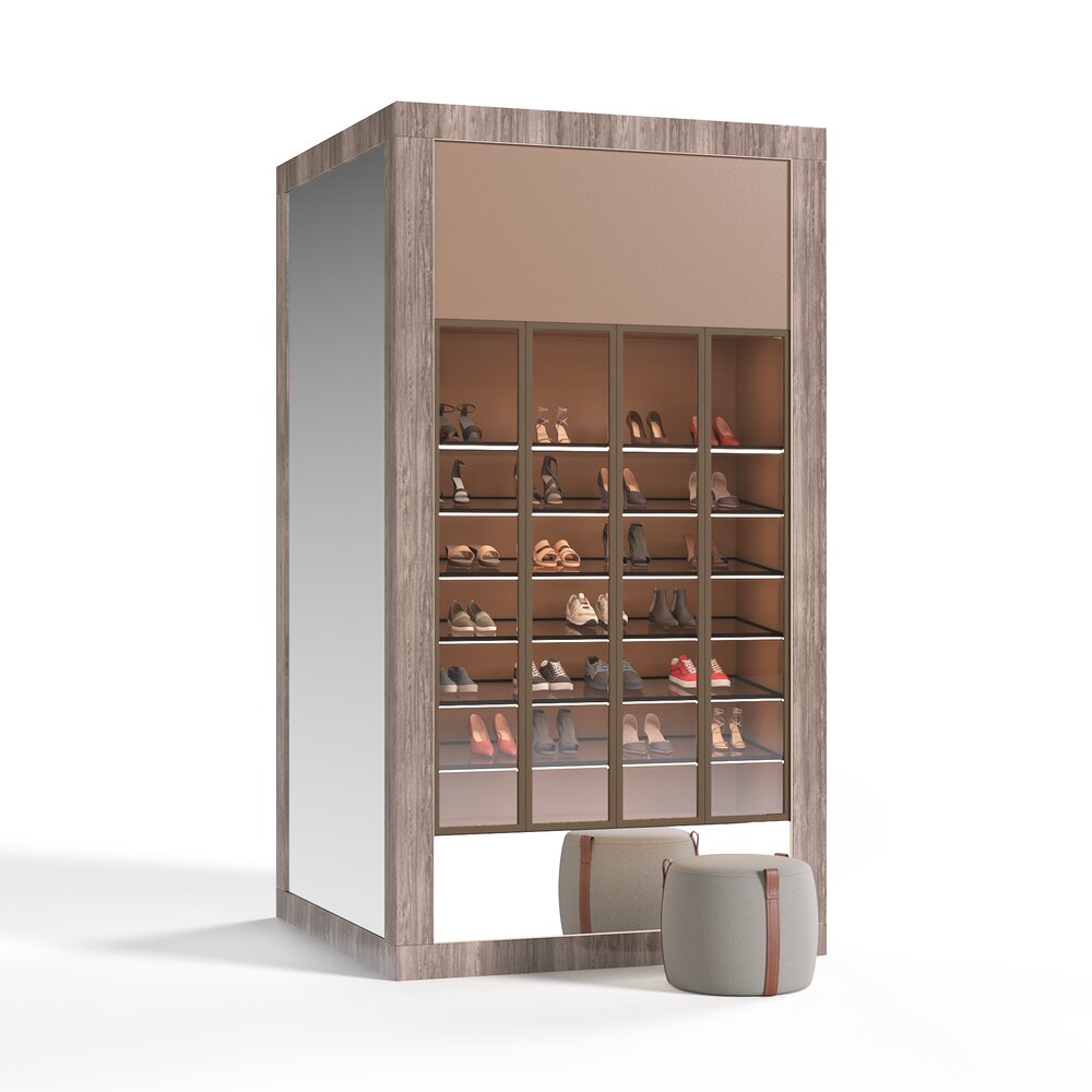 Modern Wooden Shoe Cabinet 3D model