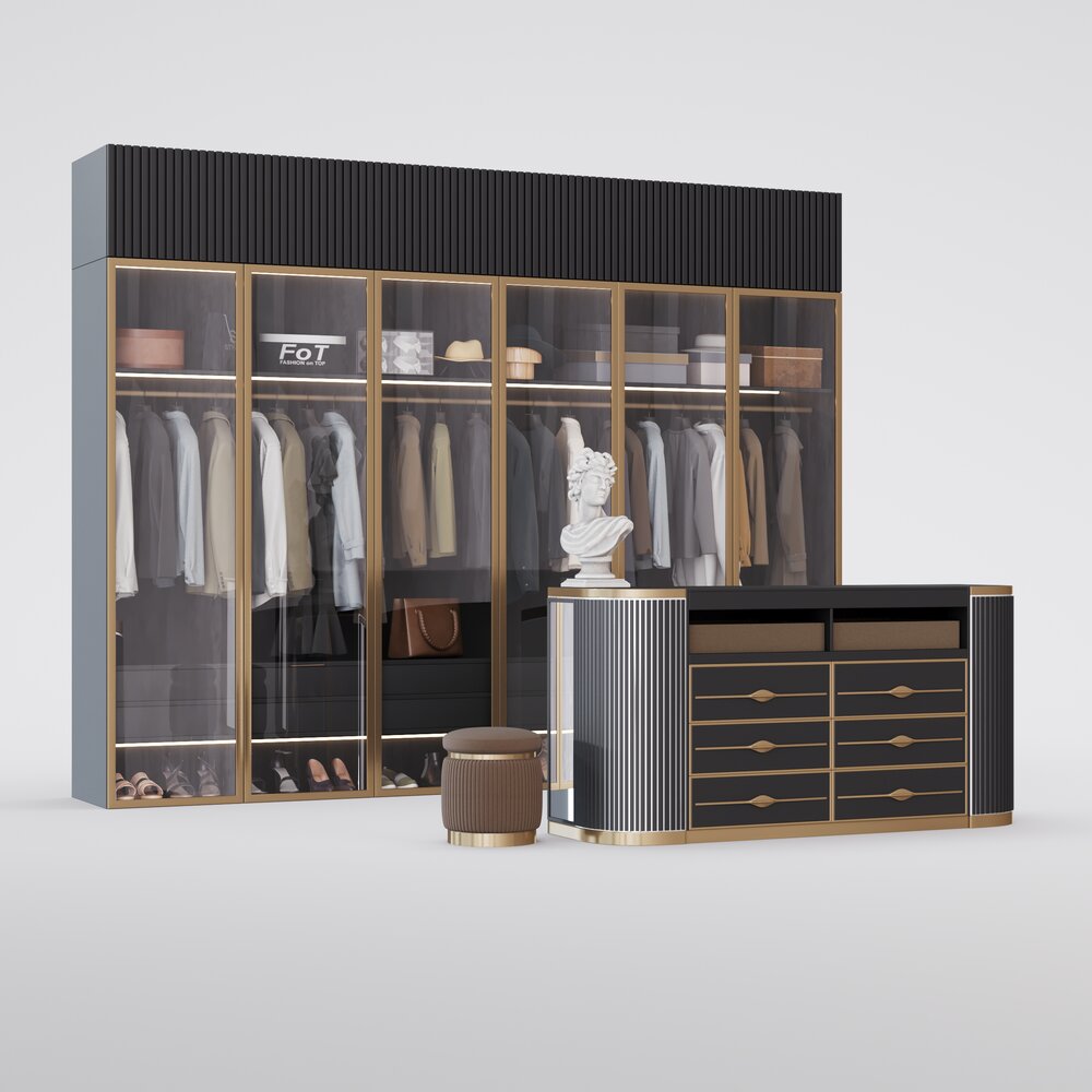 Elegant Walk-In Closet System 02 3D model