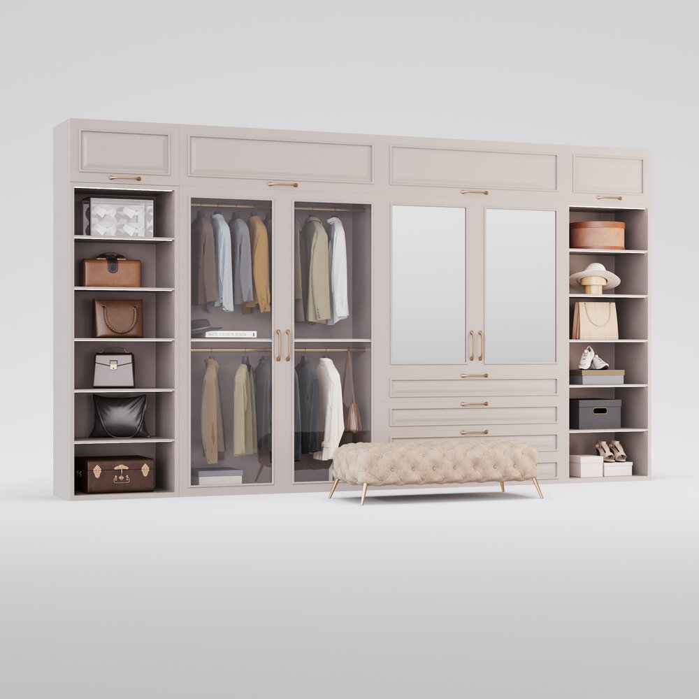 Elegant Bedroom Wardrobe System Modello 3D
