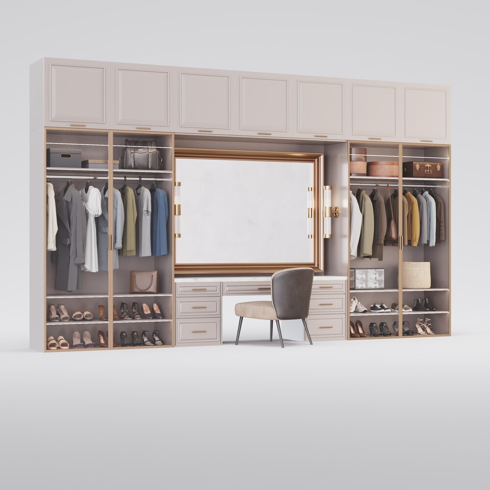 Elegant Walk-in Closet System Modèle 3D