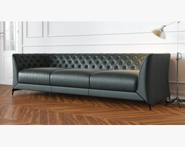 Elegant Leather Chesterfield Sofa Modello 3D
